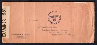 NETHERLANDS 1940 Twice Censored Cover to USA. Danish Poet Emil Bønnelycke - Image 1 of 2