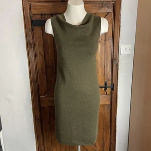 Vestido midi St Michael para mujer caqui verde lana sin mangas capucha cuello Reino Unido 10 - Imagen 1 de 7