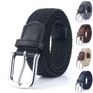 Geflochtener Stretch-Gürtel Elastisch für Jeans unisex Casual Fit Stahlschnalle - Bild 1 von 14