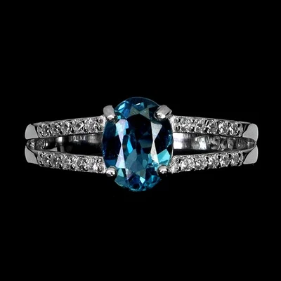925 Sterling Silver Ring Oval London Blue Topaz 8x6mm Gemstone Jewelry Size 8 - Image 1 of 4