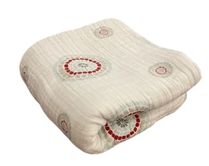 Aden + Anais Traumdecke 4-lagig Musselin Babydecke gepunktete Kreise blaue Borte - Bild 1 von 7