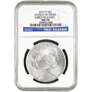 2015-P UNC $1 Silver March of Dimes NGC MS70 Early Releases - Picture 1 of 3