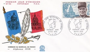 FRANCE 1970 FDC ALPHONSE JUIN MARECHAL DE FRANCE YT 1630 - Picture 1 of 1