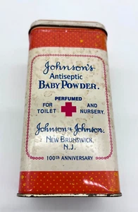 Vintage Medicine 5 1/4" 100TH Anniv Johnson's Baby powder Tin Can *Empty* - Picture 1 of 15