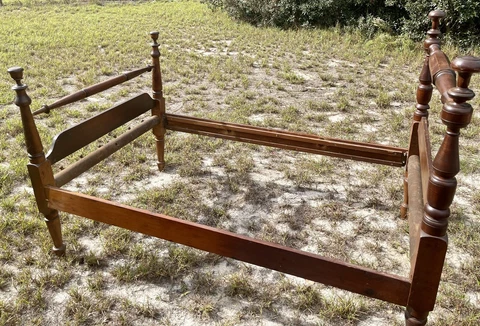 Antique 1,800s Wood Plantation Rope Bed Frame 19th Century Old Furniture Full ? Cover