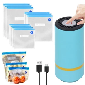 Profi Vakuumiergerät Vakuumierer USB Wiederaufladbar Vakuummaschine Mit10 Beutel - Bild 1 von 10
