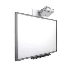 87" SBX885 DViT INTERACTIVE SMART BOARD & EPSON U-SHORT THROW PROJECTOR COMPLETE - Picture 1 of 2