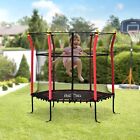 5.2FT Kids Trampoline With Enclosure Indoor Outdoor for 3-10 Years Red