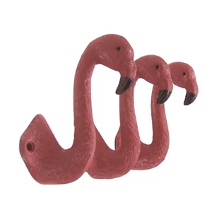 Pink Flamingo Cast Iron Wall Hooks Nautically Themed Wall Dcor Set Of 3 4 Inches - Picture 1 of 6