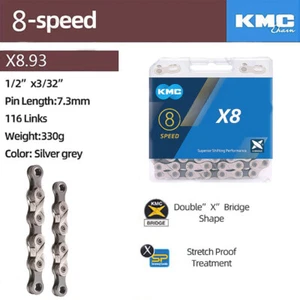 KMC 8-Gang-Kette X8 Silber 116 Kettenglieder dehnungsfrei MTB Fahrrad Straße - Bild 1 von 4
