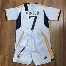 2023 Real Madrid Home Soccer Kit - Youth #7 Viny JR Adidas Soccer