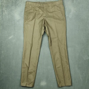 Ermenegildo Zegna Dress Pants Mens 36x32 Tan Khaki Narrow Fit Garment Dyed Chino - Picture 1 of 15