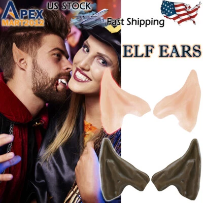 Halloween Cosplay Elf Ears Latex Hobbit Pixie Fairy Vulcan Alian Costume Props - Image 1 of 4