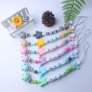 Dummy Clip Baby Boys Girls Pacifier Soother Chain Holder Strap Clips Silicone - Picture 1 of 18