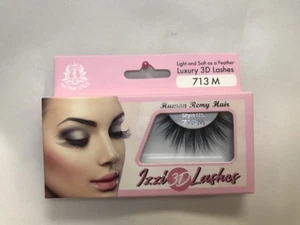IZZI 3D LASHES LIGHT & SOFT AS A FEATHER LUXURY 3D LASHES #713 M HUMAN REMY HAIR - Picture 1 of 7