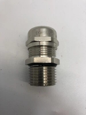 Cable Gland, 1/2" NPT, Range 0.276-0.492", Nickel-Plated Brass, SKINTOP Series - Image 1 of 4