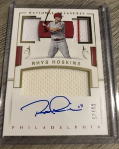 2018 National Treasures Rhys Hoskins Gold Triple Mat'l patch 13/49 auto Phillies - Picture 1 of 2