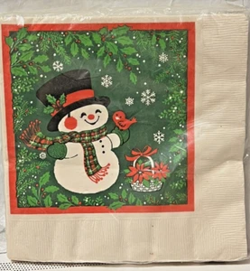 Hallmark Luncheon Paper Party Napkins Christmas Happy Snowman Cardinal NOS - Picture 1 of 4