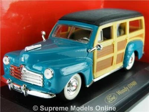 FORD WOODY 1948 MODELLAUTO TÜRKIS KOMBI 1:43 MASSSTAB STRASSENSIGNATUR K8  - Bild 1 von 4