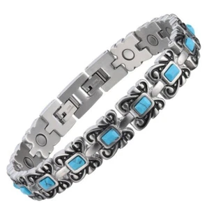 Beautiful Turquoise Magnetic Bracelet men Energy Power Stress Balance Arthritis - Picture 1 of 11