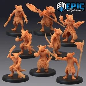 Rat-man Warband Epic Miniatures Monster RPG D&D Pathfinder 3D Print Skaven - Picture 1 of 9