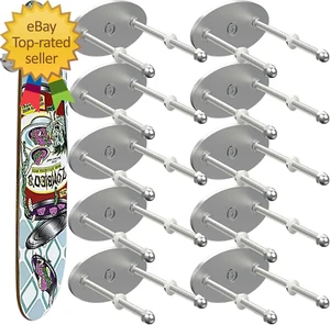 10 Pcs Aluminum Skateboard Wall Mount  Skateboard Hangers for Horizontal - Picture 1 of 7