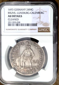 1693 German States Brunswick Luneburg Calenberg 2/3 Taler 24 MG NGC AU Germany - Picture 1 of 2