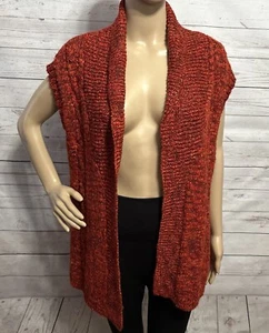 Chico's Gr. 3 ärmellose Strickjacke Pullover rot meliert Seidenmischung vorne offen Strick - Bild 1 von 13