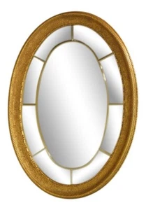 2029: FRIEDMAN BROTHERS #7080 Gold Framed Regency Style Oval Etched Mirror ~ New - Picture 1 of 10