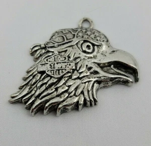 VTG Harley Davidson Eagle With Skull Cap Cast Metal Necklace Pendant  - Picture 1 of 4
