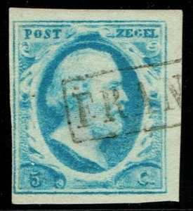 1852 Netherlands SG1k 5c Blue Pl 6 4m s/l Cancel Very Fine Used Cat. £100.00 . - Picture 1 of 1