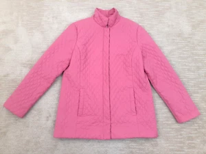 Kate Hill Casual Women's M Bubble Gum Pink Quilted Zip Front Jacket Pockets - Picture 1 of 9