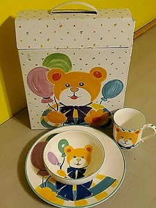 Mikasa Happy Bear 3 piece Children's Place Setting DW109/703 Japan Original Box - Picture 1 of 10