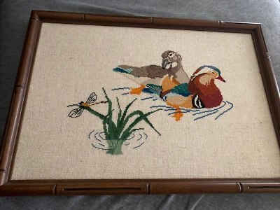 1979 ORIENTAL XPRESSIONS by George Crouch Needle Art Mandarin Ducks Cross-stitch - Image 1 of 4