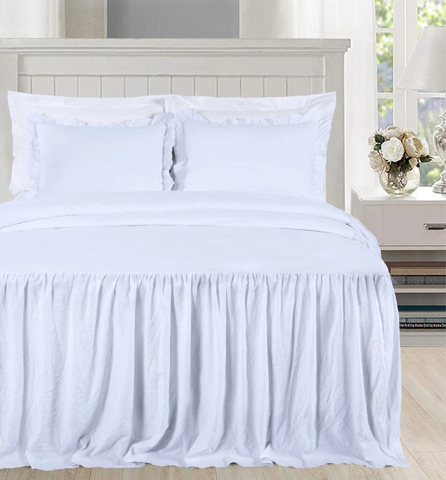 Chezmoi Collection French Country Chic Farmhouse Ruffle Skirt Bedspread Set - Image 1 of 4
