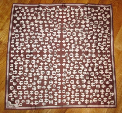 Bufanda cuadrada geométrica vintage años 60 Vera marrón blanco lunares 22" Foto 1 de 2