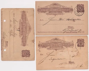 Privatpost Stadtpost Frankfurt 3 Ganzsachen, 1x Vereins-Aufdruck, 1896 - 1898 - Picture 1 of 2