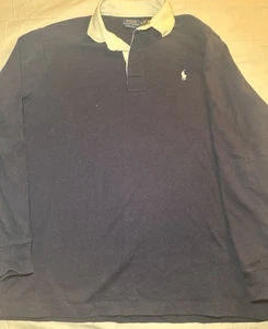 Polo Ralph Lauren Hombre XL Rugby Azul Blanco Manga Larga - Imagen 1 de 4