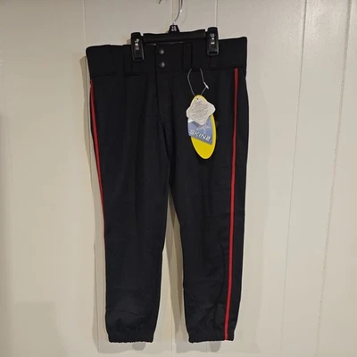 Pantalones de mujer Easton pequeños negros con rayas rojas de softbol nuevos con etiquetas Foto 1 de 4