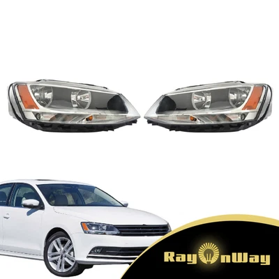 For 2011-2016 2017 18 Volkswagen Jetta Left&Right Side Black Halogen Headlights Foto 1 de 4