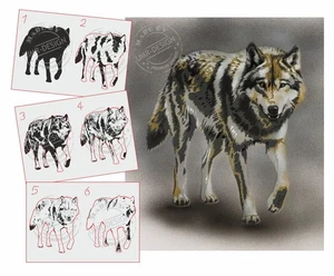 AS-364 Wolves stencil acrylic airbrush spray wall paint ! Duty-fees free ! - Picture 1 of 2