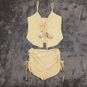 Vtg 70s Fredericks Of Hollywood Native American Set Small 2 Piece Cinch Yellow - Picture 1 of 20