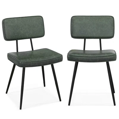 Dining Chairs Set of 2 w/ PU Leather Cover Filled Sponge Waterfall Seats - Image 1 of 4