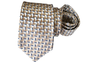 Gravata masculina ERMENEGILDO ZEGNA BEGE/GEOMÉTRICA Largura: 3,50" Comprimento: 58" - Imagem 1 de 4