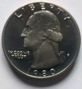 1980 S Error In Cod We Trust Error Quarter US 25 Cents Washington - Picture 1 of 5