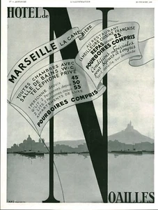Alte Reklame Hotel Noailles Marseille 1935 aus Zeitschrift Ars Marseille - Bild 1 von 1