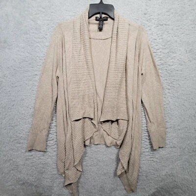 INC Sweater Womens Medium Beige Knit Cardigan Open Front Wool Cashmere SilkBlend - Image 1 of 4