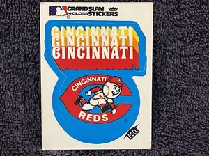 VINTAGE 1970's Cincinnati Reds Fleer Grand Slam Team Logo WHITE Sticker, NICE!! - Picture 1 of 2