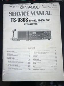 Kenwood TS-930S Service Manual Very nice original manual. Check out all photos - Zdjęcie 1 z 22