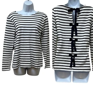 J Crew Tie Back Top Womens S Cotton Striped Cutout Bow Back Shirt NEW - Picture 1 of 11